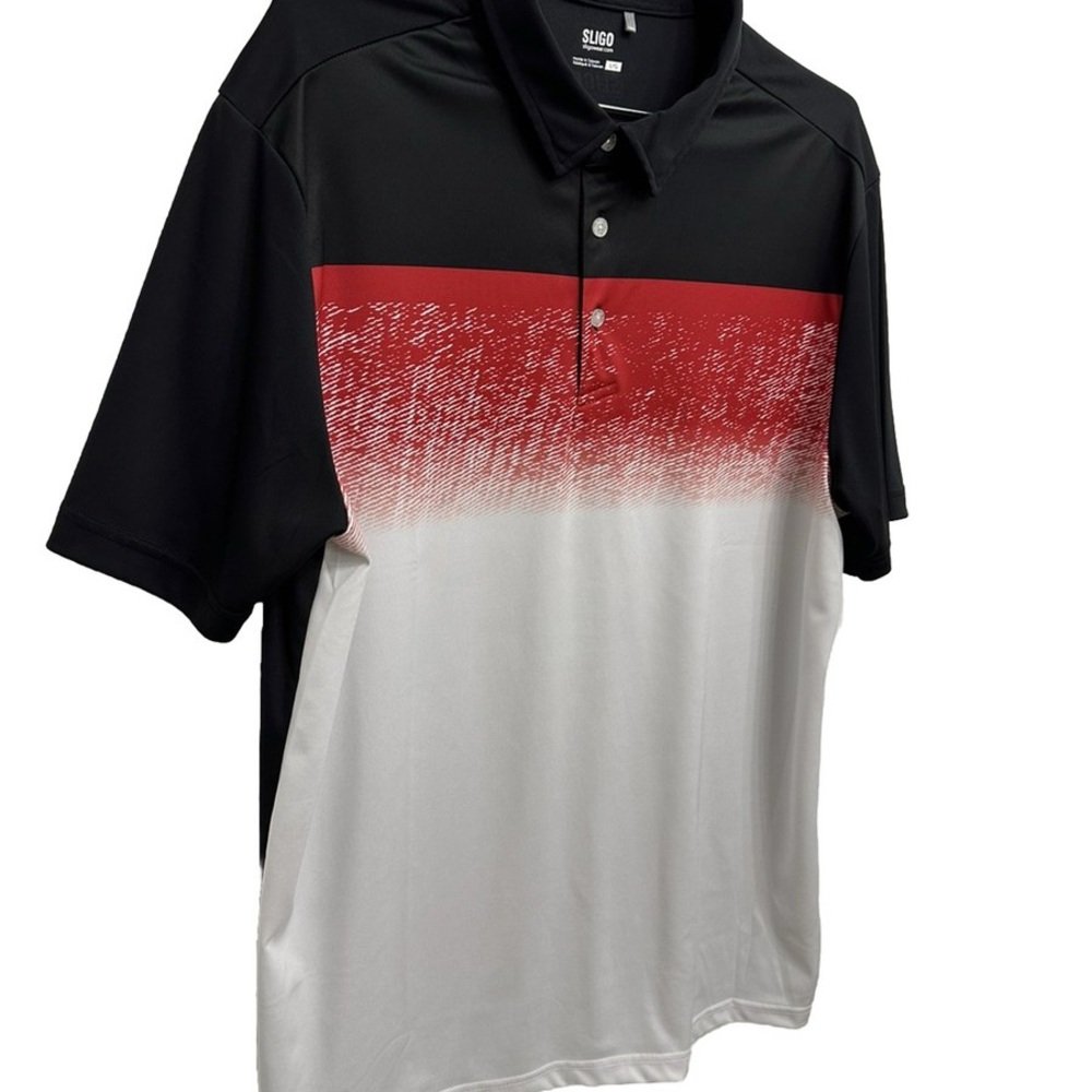 Men's Black and Red Golf Polo Shirt